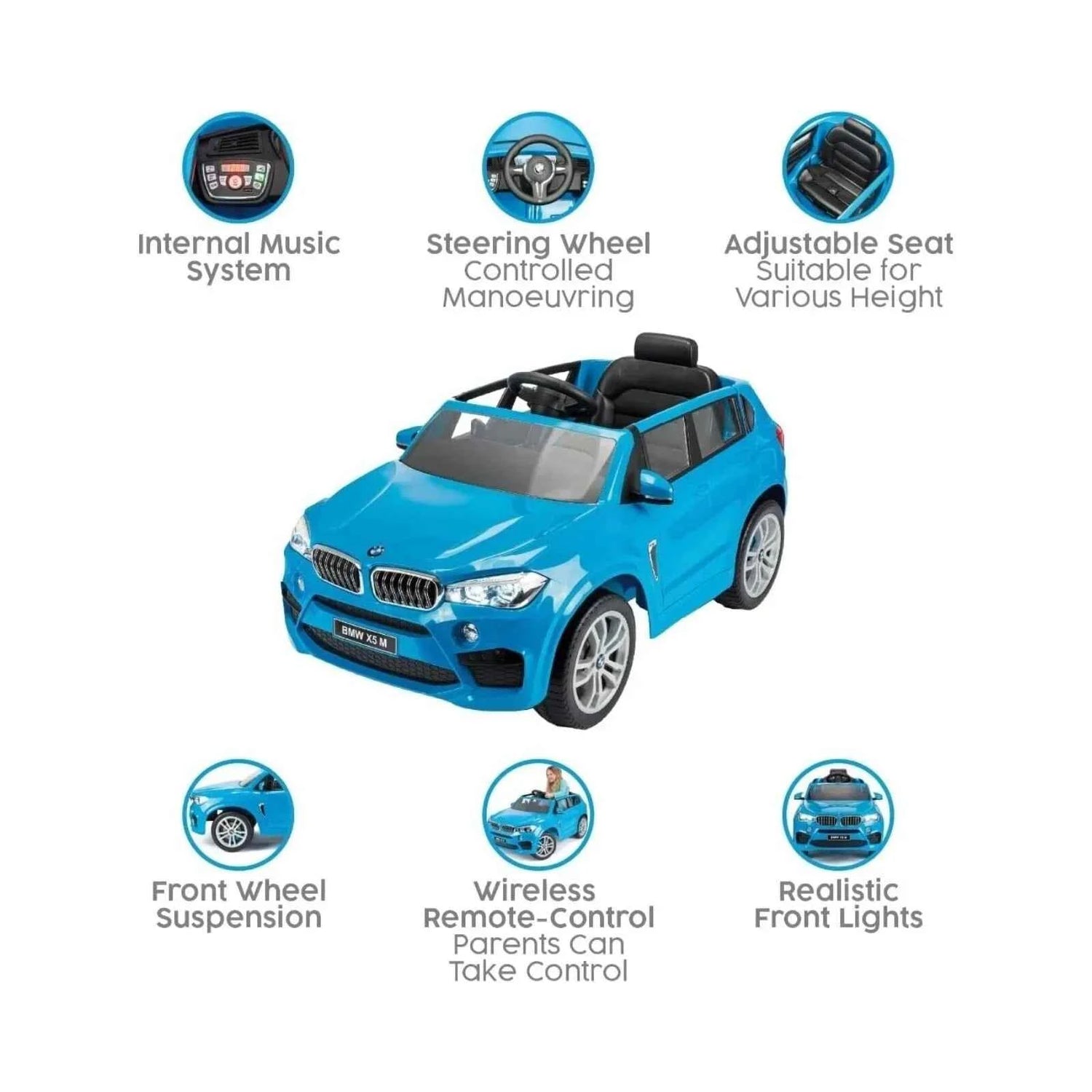 Xootz BMW X5 12V Electric Ride On with Lithium Battery - Blue
