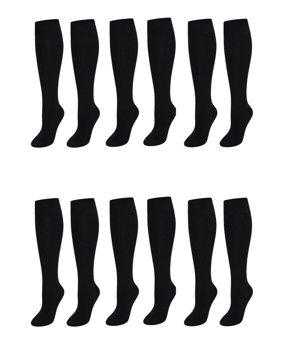 12 Pairs Girls Cotton Rich Long School Socks Durable Comfortable Breathable Sculpted Heels and Toes Sizes 9-12 12-3 4-6 Navy Grey Black White by Sock Stack
