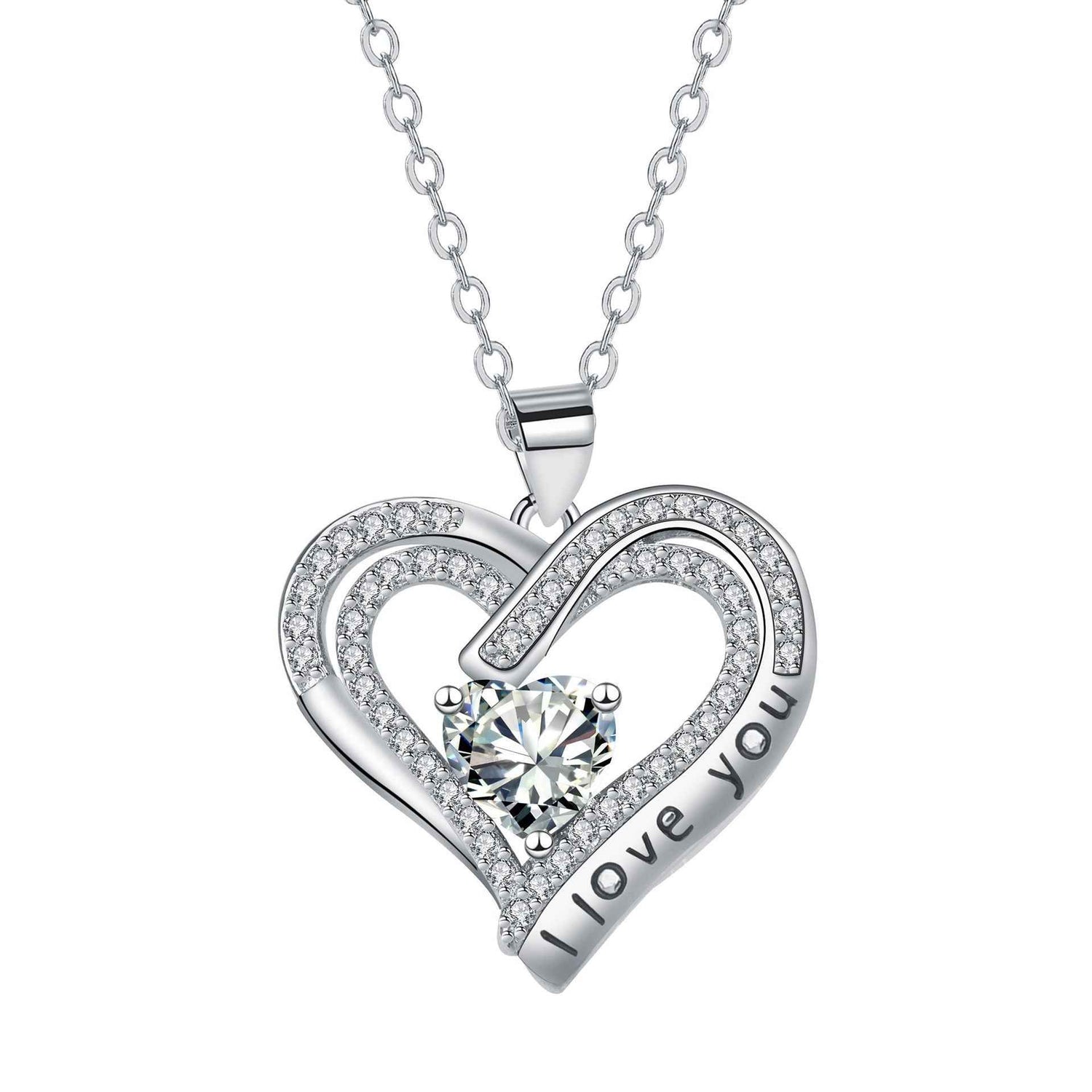 European And American Fashion Double Love Pendant Necklace Valentine&