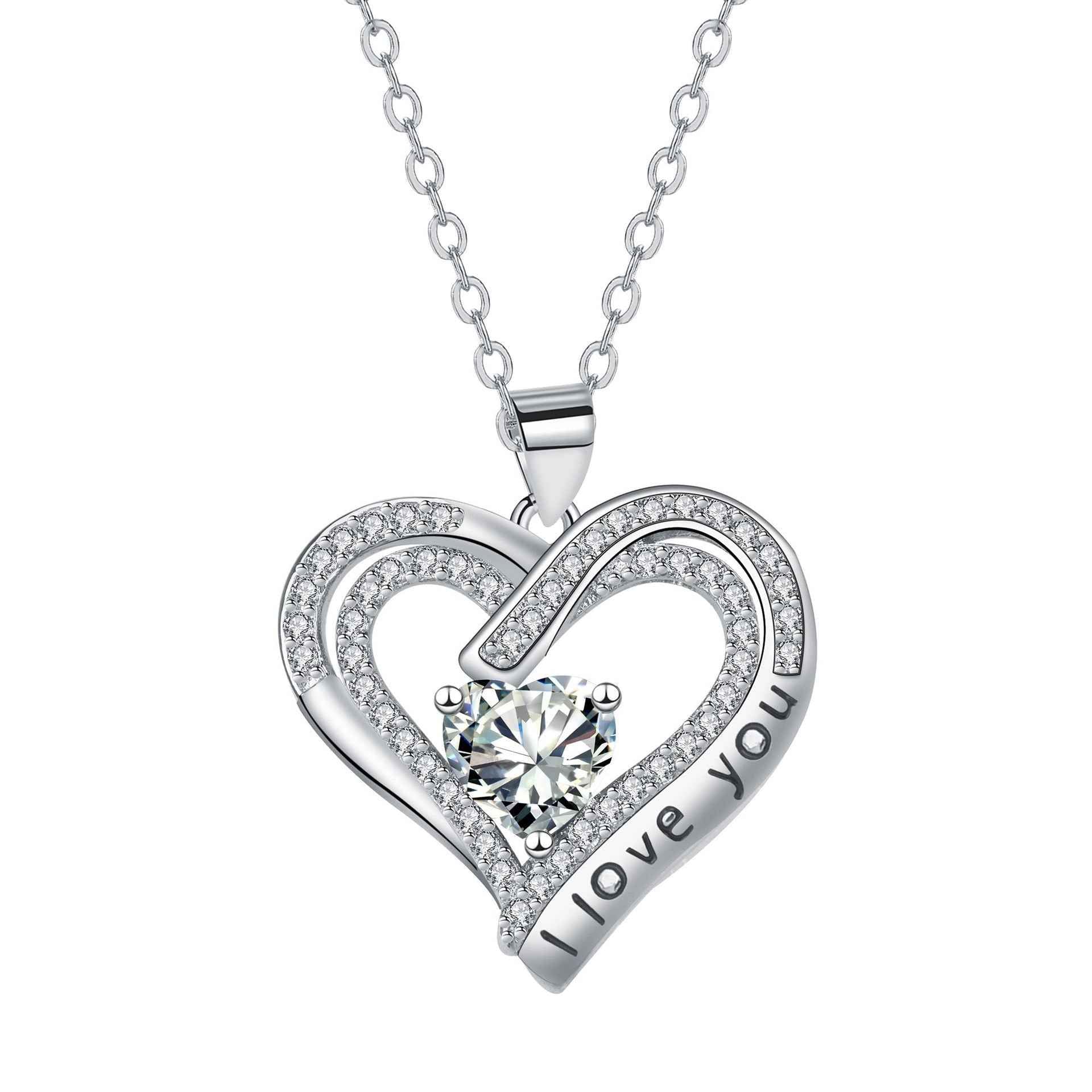 European And American Fashion Double Love Pendant Necklace Valentine&