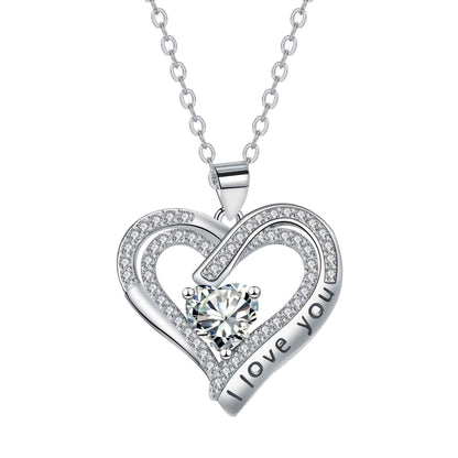 European And American Fashion Double Love Pendant Necklace Valentine&