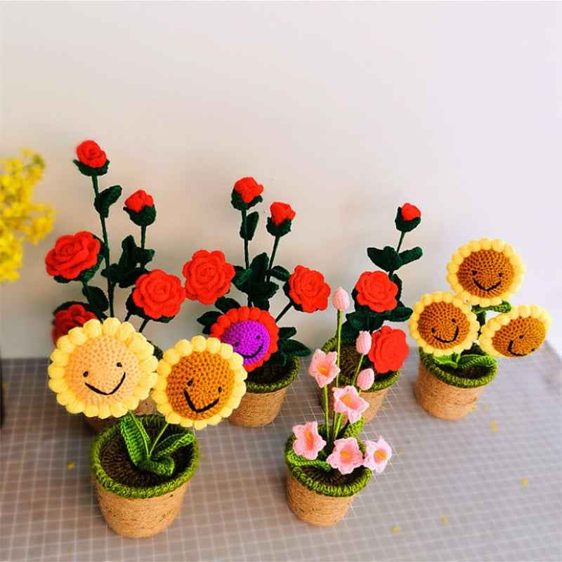Handmade Sunflower Rose Flower Plush Plant Home Bedroom Decoration Christmas Valentine&