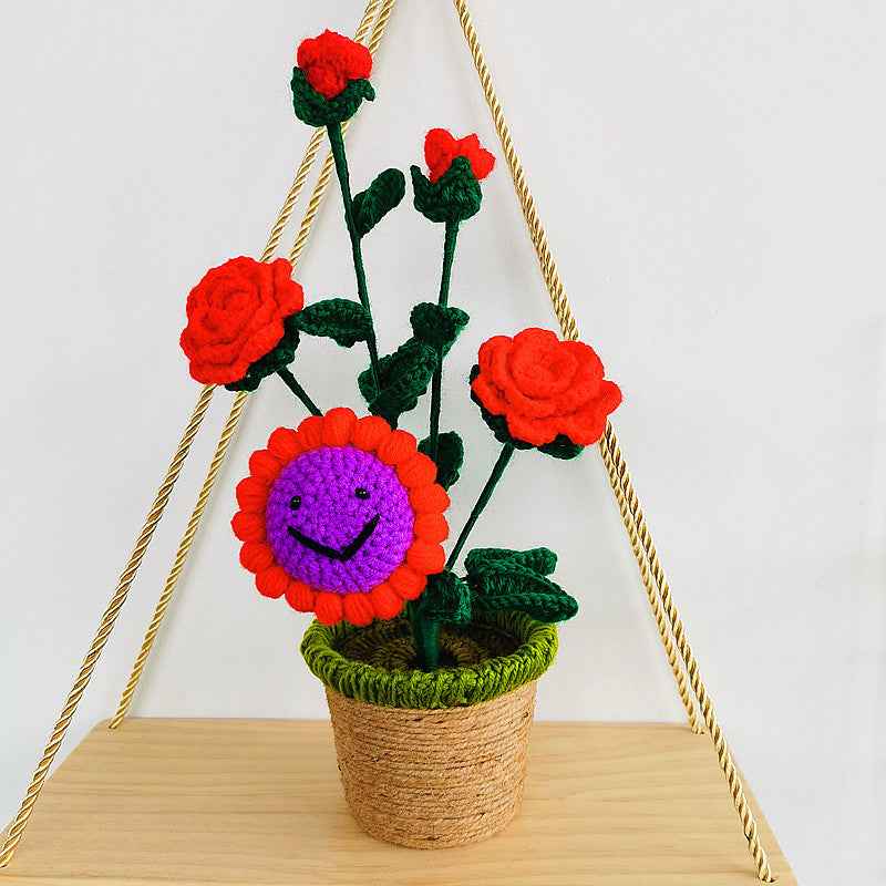 Handmade Sunflower Rose Flower Plush Plant Home Bedroom Decoration Christmas Valentine&