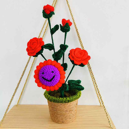 Handmade Sunflower Rose Flower Plush Plant Home Bedroom Decoration Christmas Valentine&