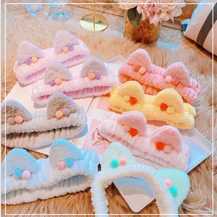 Three-dimensional Plush Cat Ears Headband Ladies Face Wash Makeup Hair Band