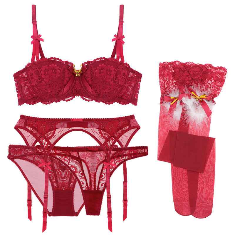 Sexy Lace  Cup Bra Set Christmas Valentine&