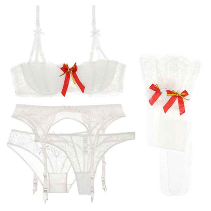 Sexy Lace  Cup Bra Set Christmas Valentine&