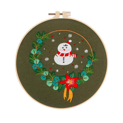 Christmas Day Gift Snowman Wreath Embroidery Material Package