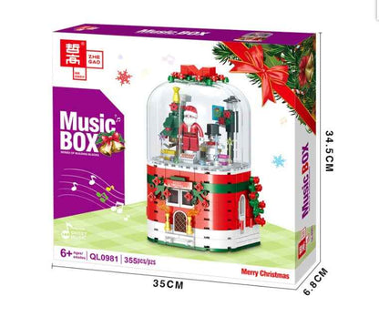 LED Light Christmas Building Blocks Santa Claus Spin Music Box Creator Bricks Christmas Gift