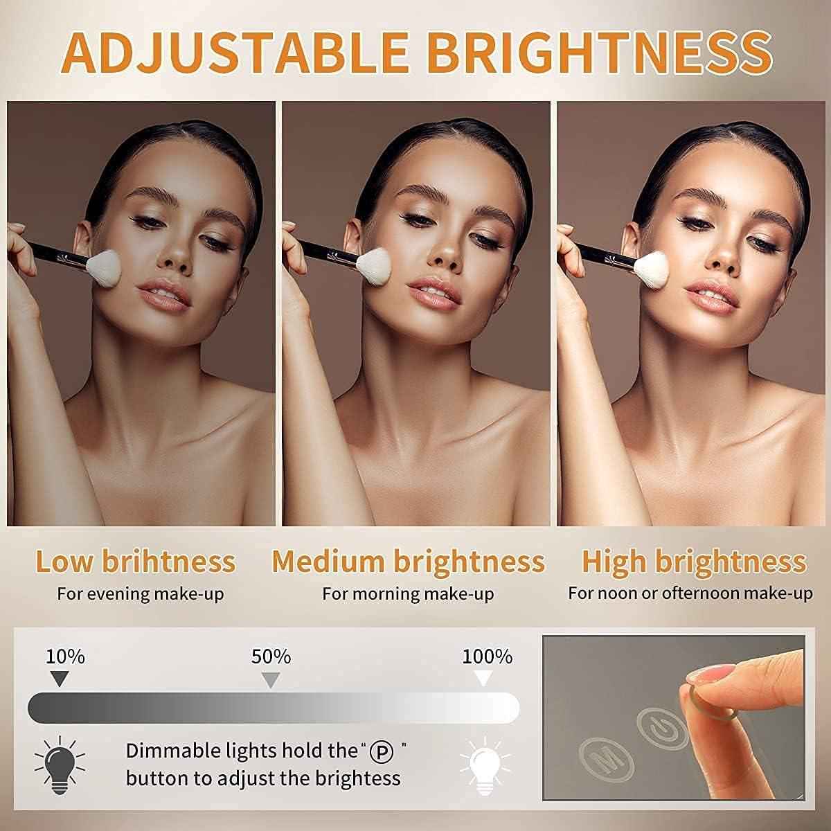 Makeup Mirror with 14 Dimmable LED Bulbs USB Charing Port 3 Color Mode