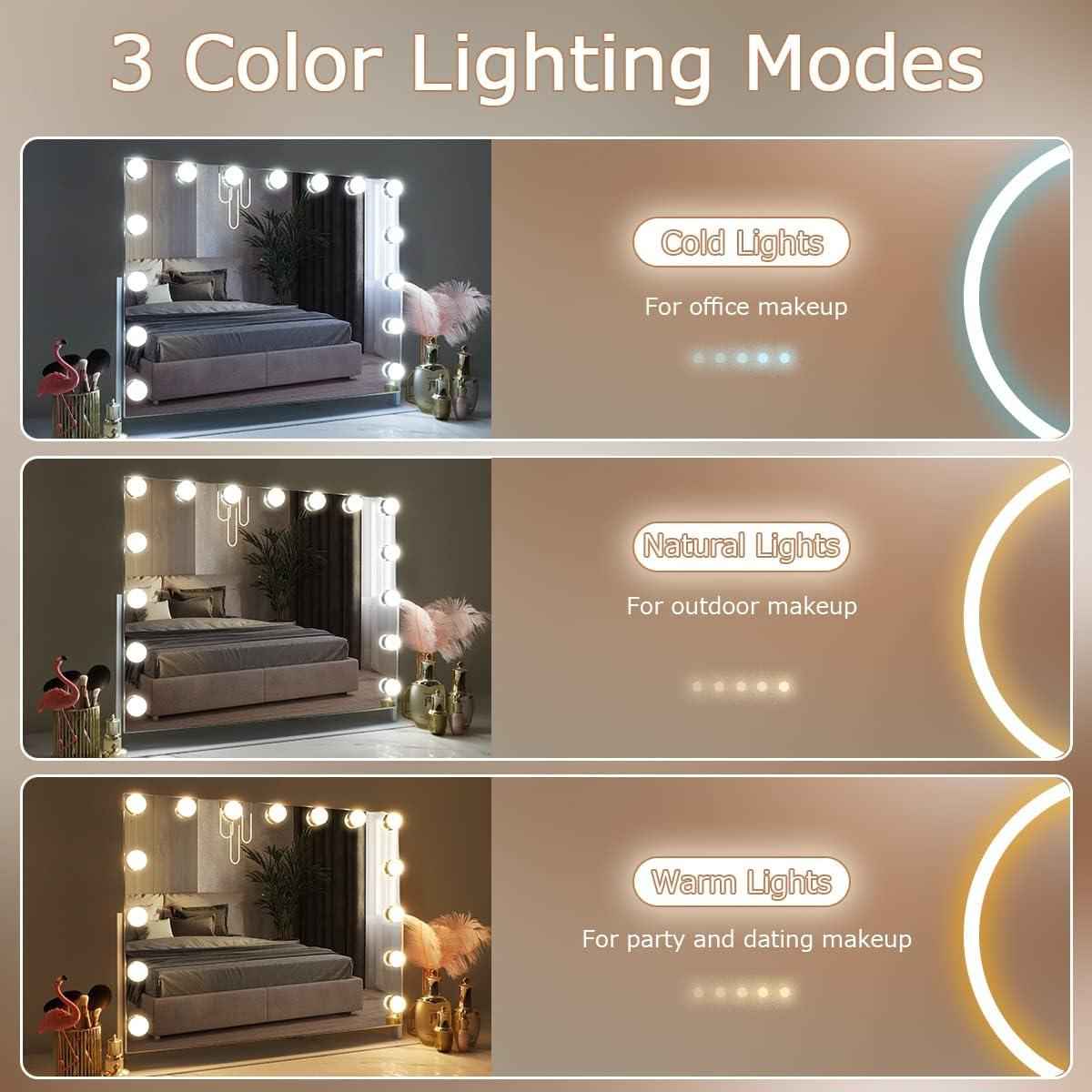 Makeup Mirror Hollywood Vanity Lights 360 Degree Rotation 23‘’x18&