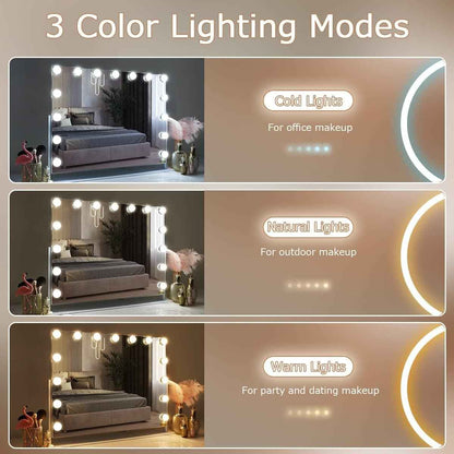 Makeup Mirror Hollywood Vanity Lights 360 Degree Rotation 23‘’x18&