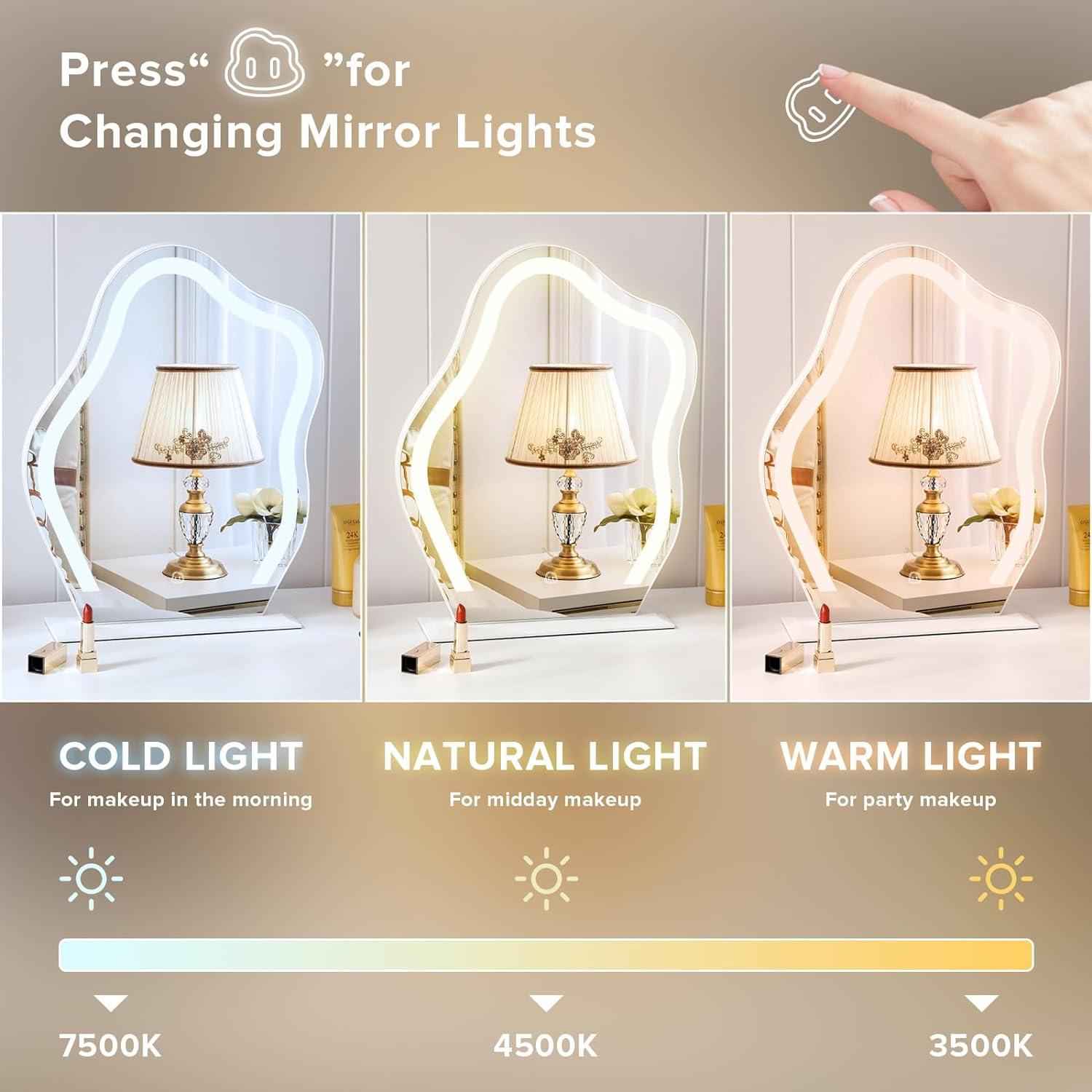 Vanity Makeup Mirror with Lights Cloud Shape 45x55cm FENCHILIN