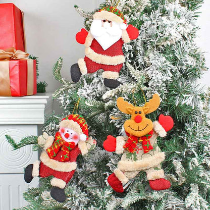 Festive Christmas Tree Ornaments - Santa, Snowman, Reindeer &amp; Bear Figures With Red &amp; White Scarves, Golden Balls &amp; Red Bows - Perfect For Holiday Decor, Christmas Decorations