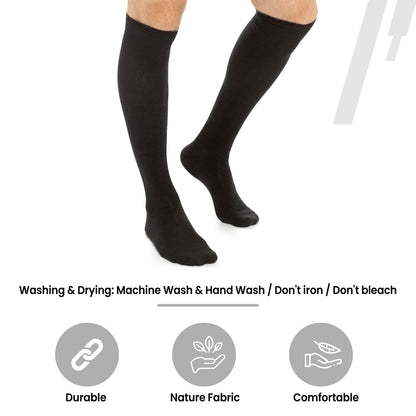 2 Pairs Unisex Travel Socks Black Long Knee High Breathable Flight Socks by Sock Stack