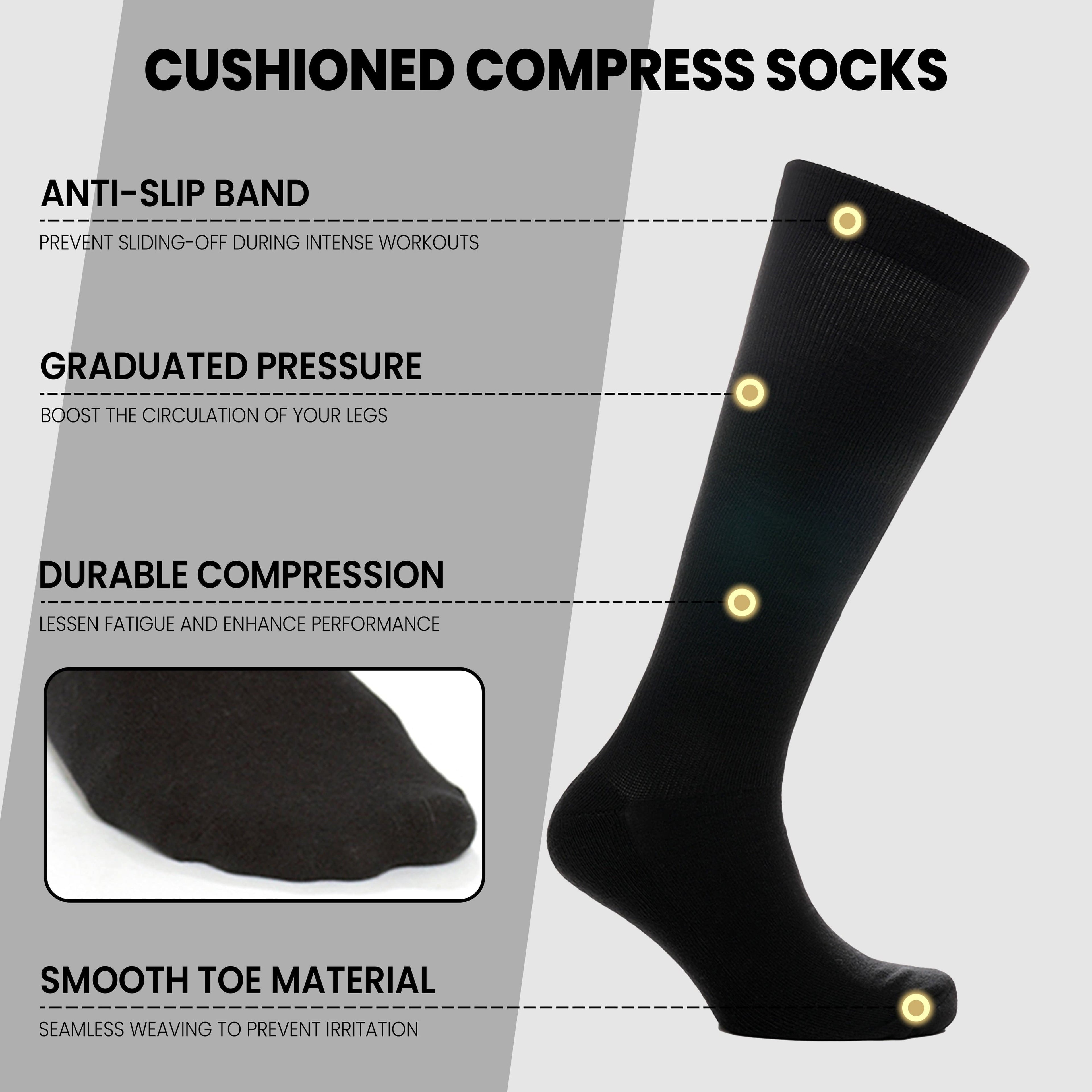 2 Pairs Unisex Travel Socks Black Long Knee High Breathable Flight Socks by Sock Stack