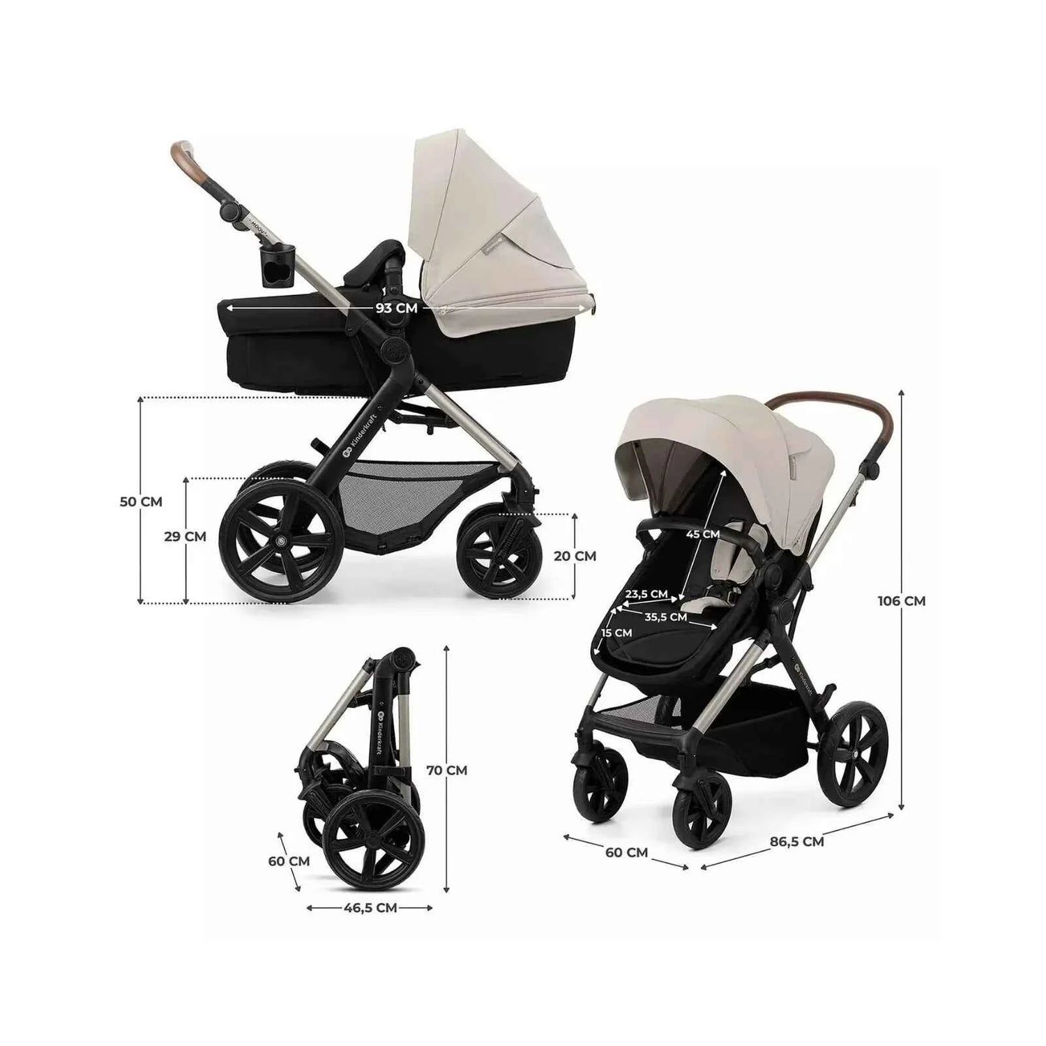 Kinderkraft Moov 2 3-in-1 Travel System - Grey