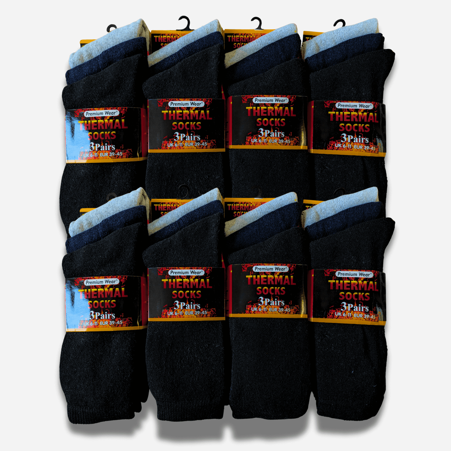 24 Pairs Mens Black Thermal Socks Warm Work Boot Socks Superior Insulation Cold Weather Double Brushed Advanced Knitting Technology Extra Warmth by Heatwave Thermalwear
