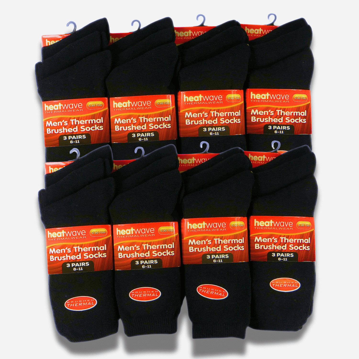 24 Pairs Mens Black Thermal Socks Warm Work Boot Socks Superior Insulation Cold Weather Double Brushed Advanced Knitting Technology Extra Warmth by Heatwave Thermalwear
