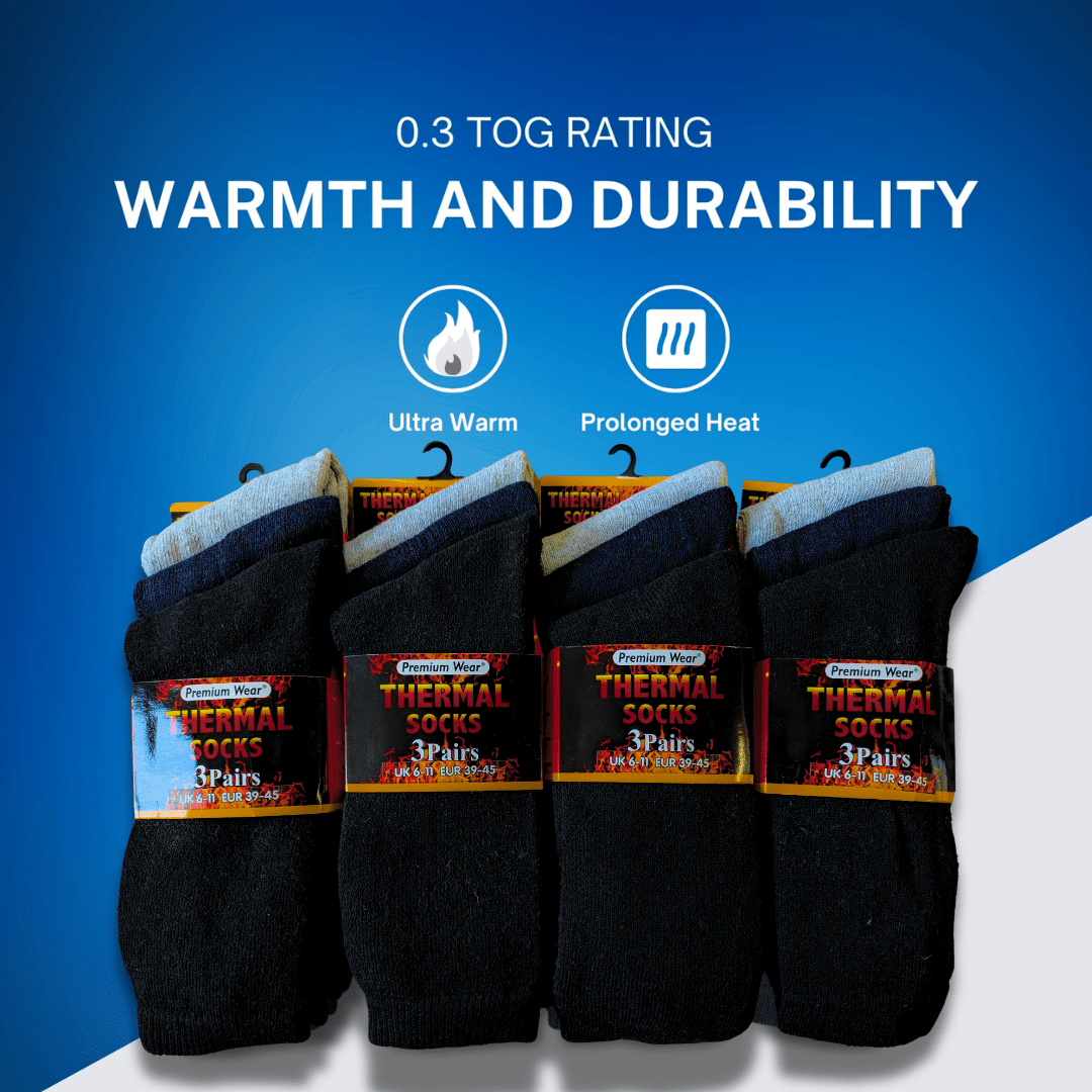24 Pairs Mens Black Thermal Socks Warm Work Boot Socks Superior Insulation Cold Weather Double Brushed Advanced Knitting Technology Extra Warmth by Heatwave Thermalwear