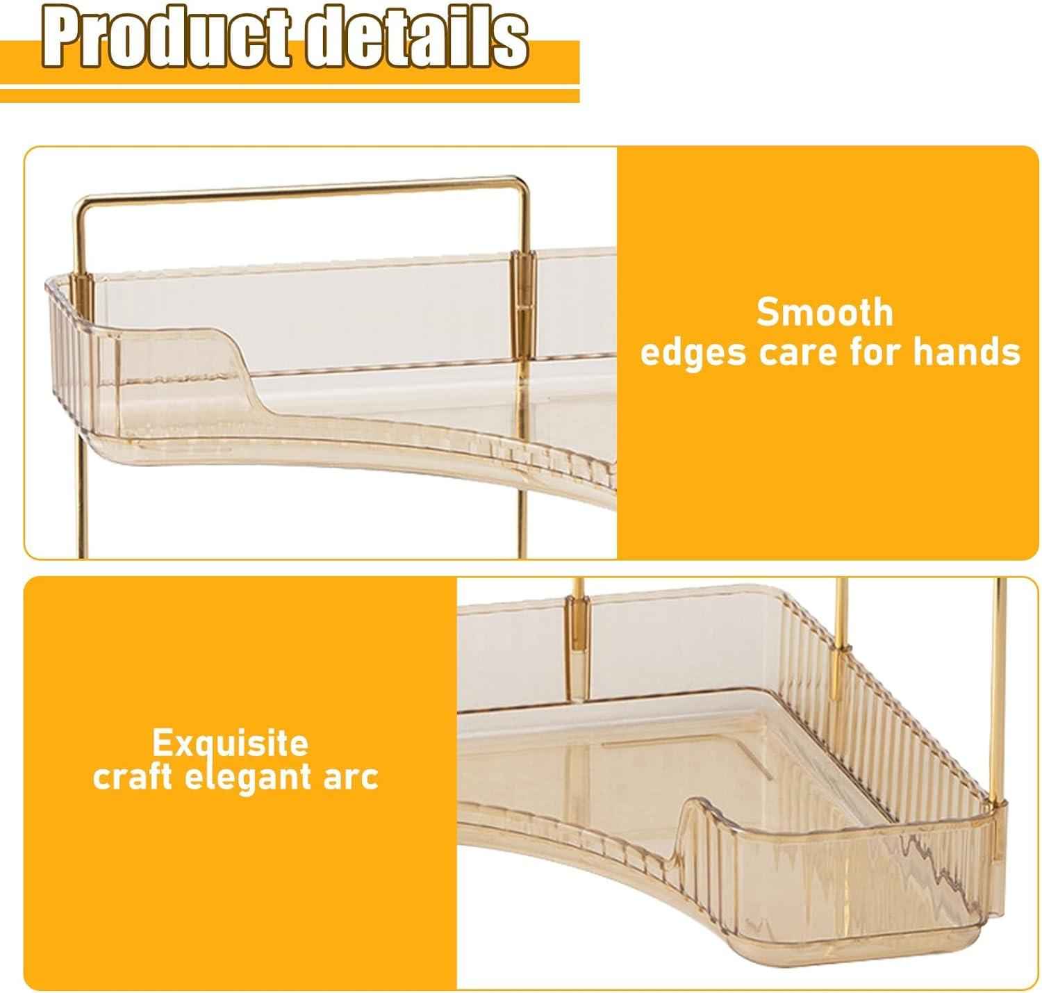 Makeup Organizer Perfume Cosmetic Storage with 2 Layers Gold