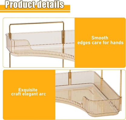 Makeup Organizer Perfume Cosmetic Storage with 2 Layers Gold