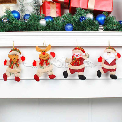 Festive Christmas Tree Ornaments - Santa, Snowman, Reindeer &amp; Bear Figures With Red &amp; White Scarves, Golden Balls &amp; Red Bows - Perfect For Holiday Decor, Christmas Decorations