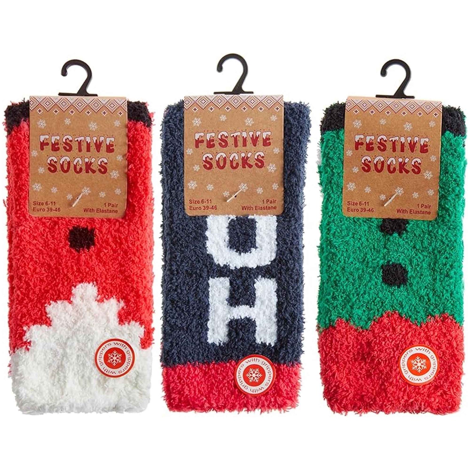 3 Pack Mens Cozy Christmas Slipper Socks Festive Santa and Elf Designs Warm and Comfortable Holiday Gift UK Sizes 6-11 by Sock Stack