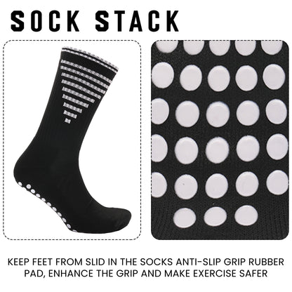 3 Pairs Black Anti Slip Football Grip Socks for Men Sports Socks for Gym Running Yoga Trekking Hiking by  Sock Stack