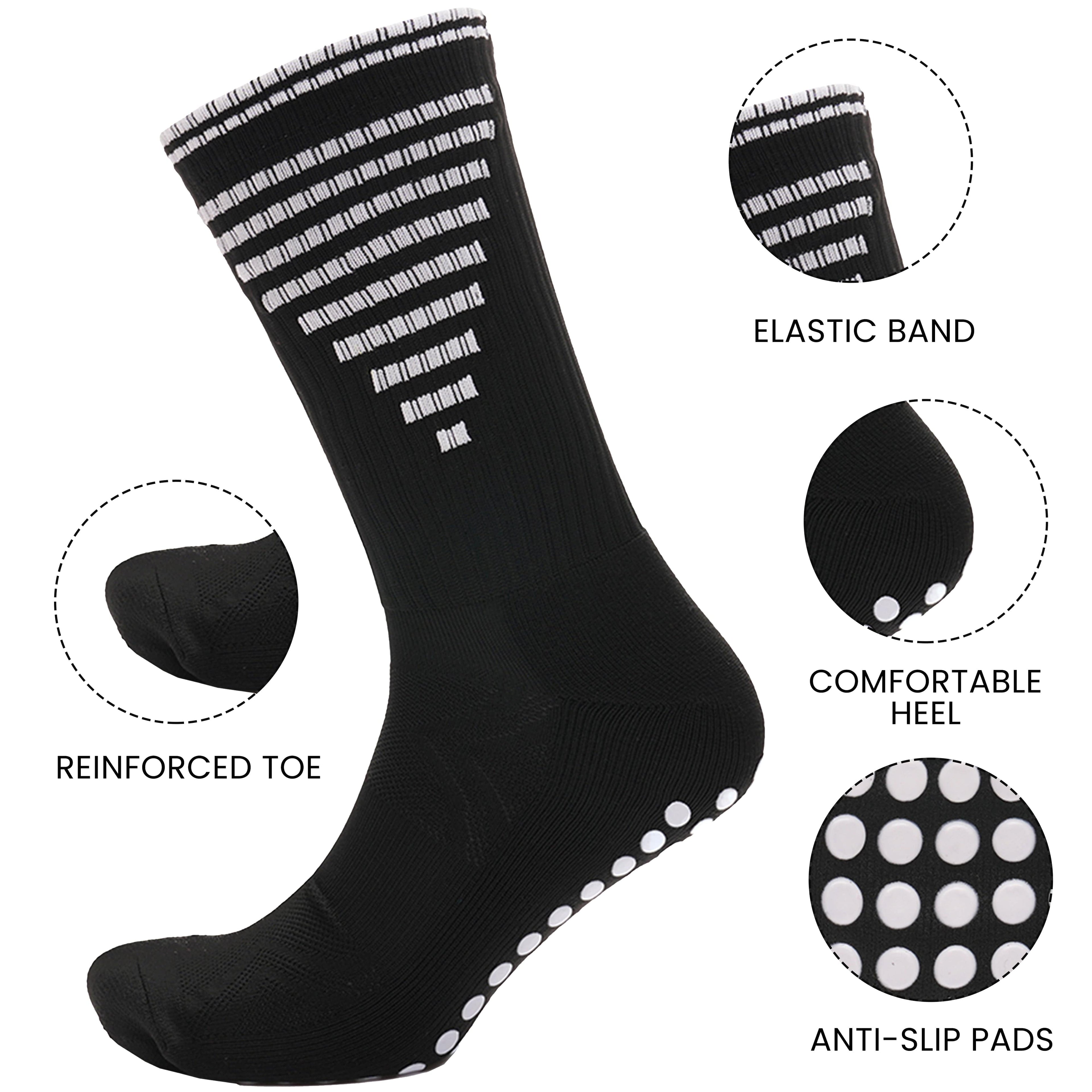 3 Pairs Black Anti Slip Football Grip Socks for Men Sports Socks for Gym Running Yoga Trekking Hiking by  Sock Stack