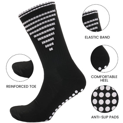 3 Pairs Black Anti Slip Football Grip Socks for Men Sports Socks for Gym Running Yoga Trekking Hiking by  Sock Stack