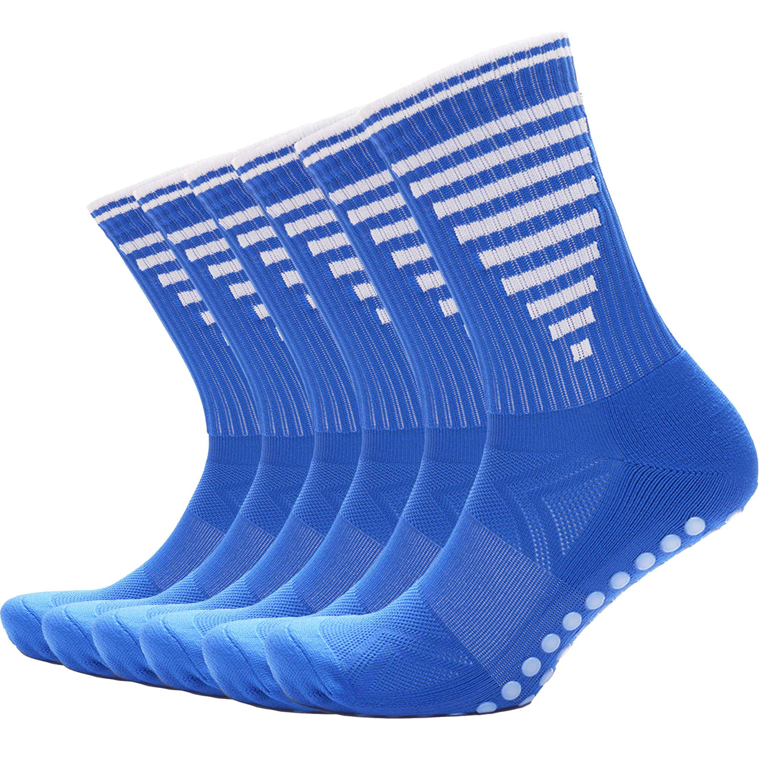 3 Pairs Blue Anti Slip Football Grip Socks for Men Sports Socks for Gym Running Yoga Trekking Hiking by Sock Stack