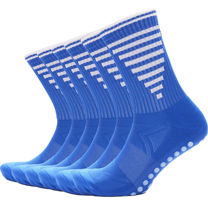 3 Pairs Blue Anti Slip Football Grip Socks for Men Sports Socks for Gym Running Yoga Trekking Hiking by Sock Stack