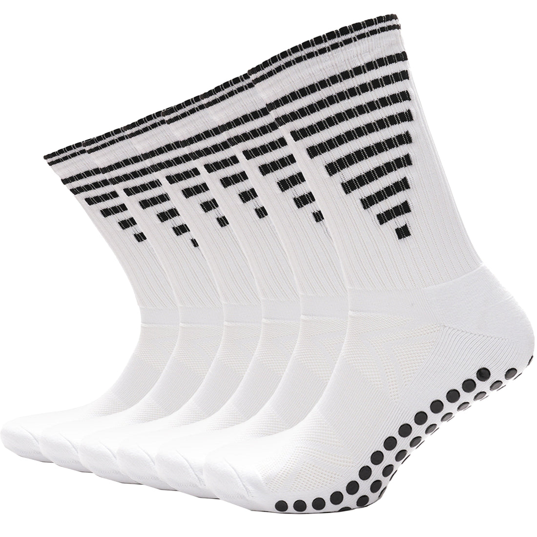 3 Pairs White Anti Slip Football Grip Socks for Men Sports Socks for Gym Running Yoga Trekking Hiking by Sock Stack