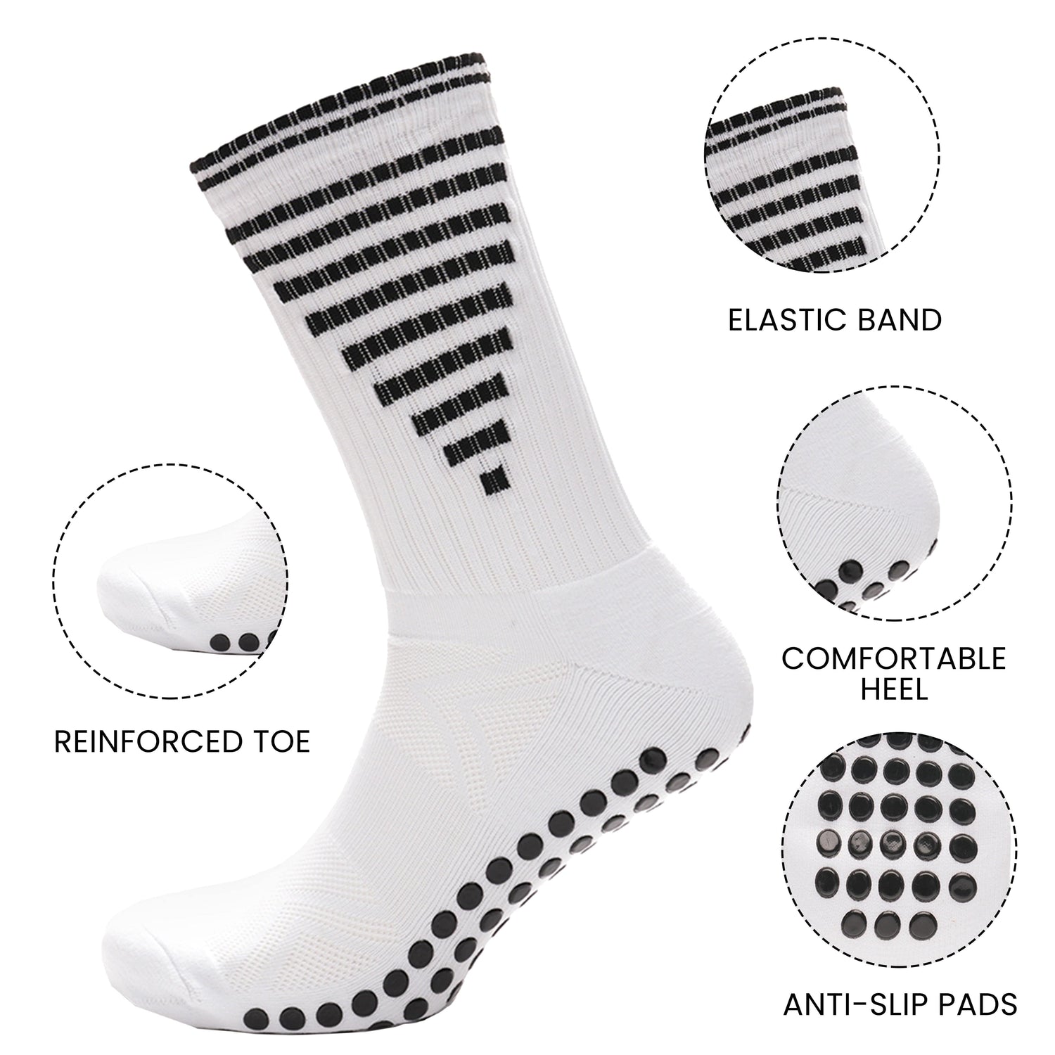 3 Pairs White Anti Slip Football Grip Socks for Men Sports Socks for Gym Running Yoga Trekking Hiking by  Sock Stack
