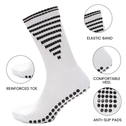 3 Pairs White Anti Slip Football Grip Socks for Men Sports Socks for Gym Running Yoga Trekking Hiking by  Sock Stack