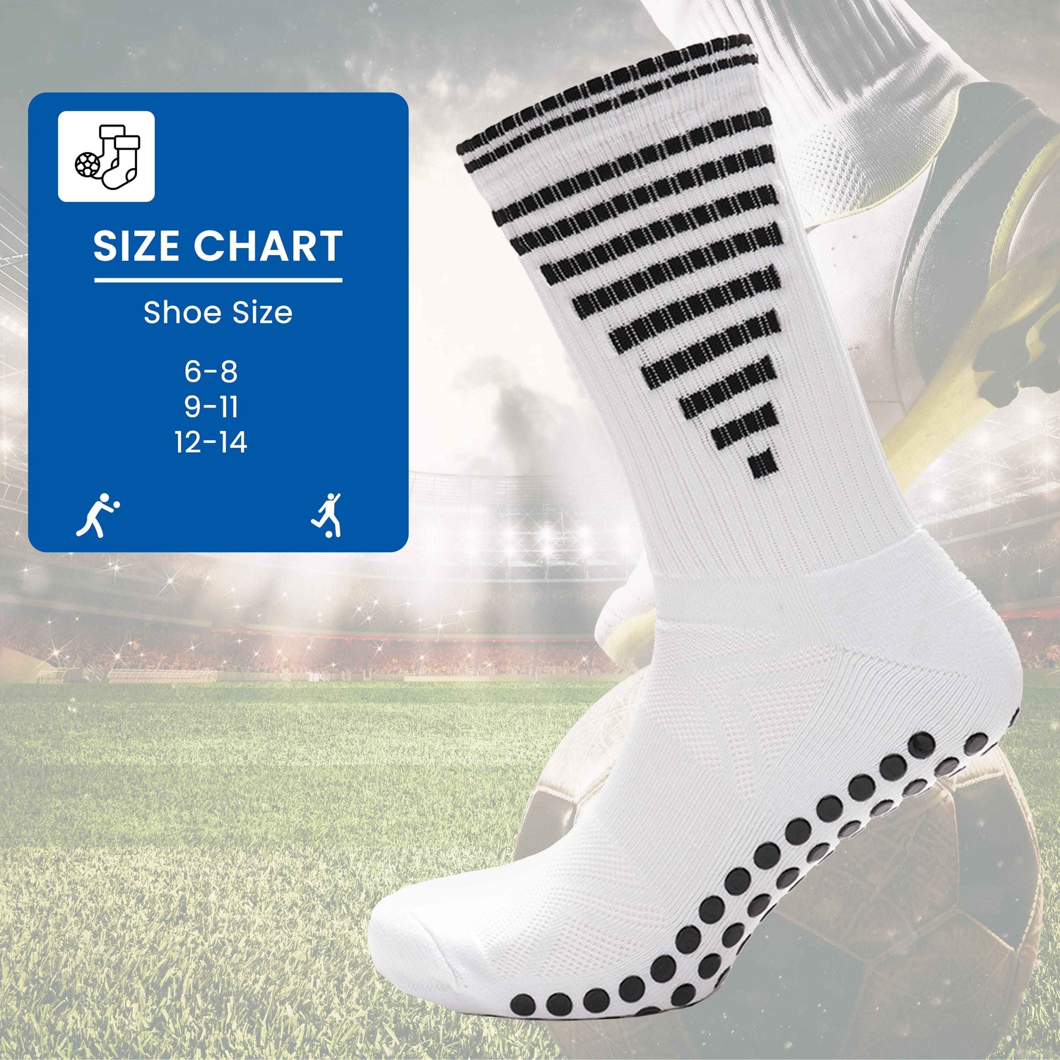 3 Pairs White Anti Slip Football Grip Socks for Men Sports Socks for Gym Running Yoga Trekking Hiking by  Sock Stack