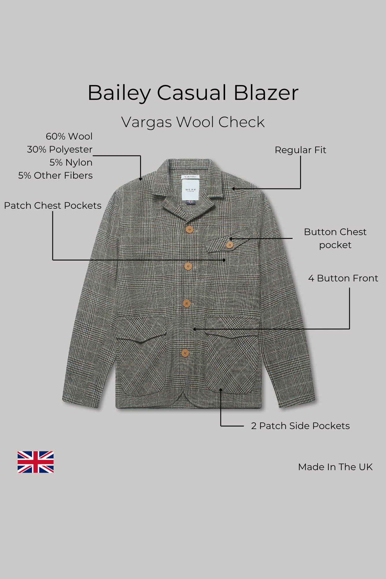 Bailey Casual Blazer - Vargas Wool Check
