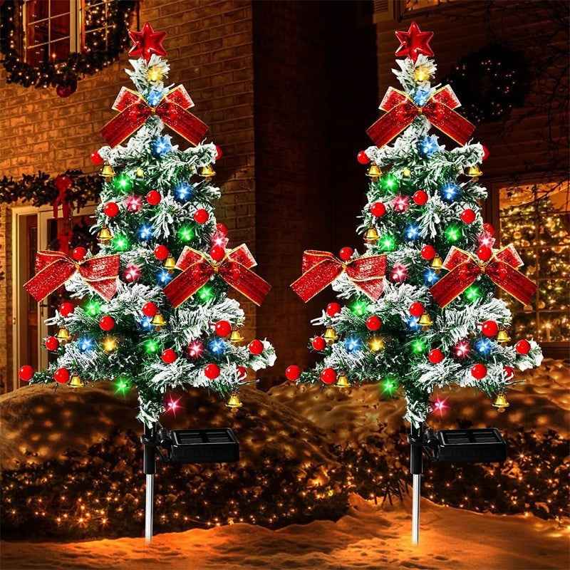 Solar-powered Christmas Cedar Tree Lights For Outdoor Lawn Decoration
