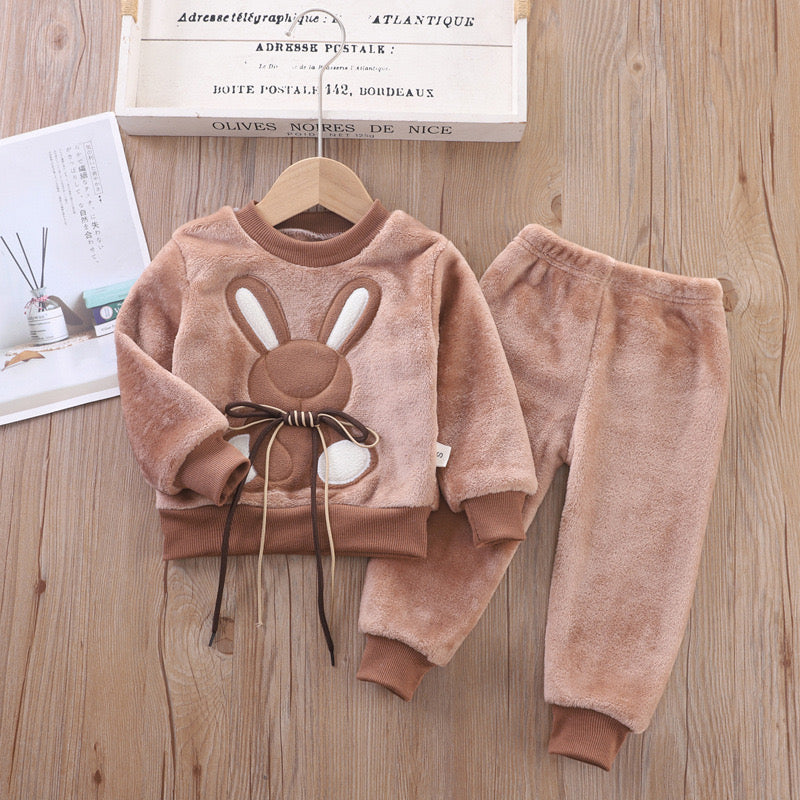 Teddy bear cozy two piece set. Bunny winter wear.