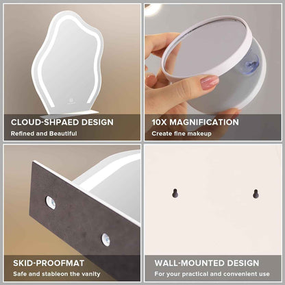 Vanity Makeup Mirror with Lights Cloud Shape 45x55cm FENCHILIN