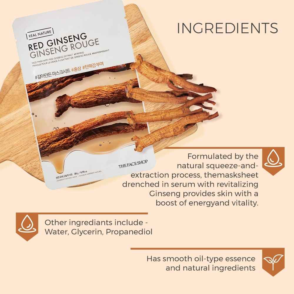 THE FACE SHOP Real Nature Face Mask Red Ginseng 20g