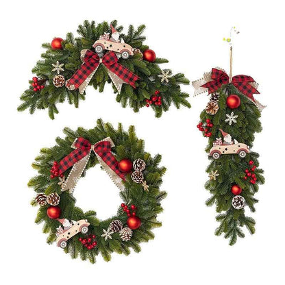 Christmas Decoration Upside Down Christmas Tree Horn Rattan Christmas Wreath