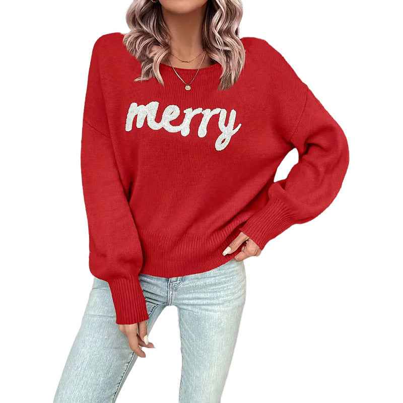 Knitted Women Crew Neck Sweater Loose Pullover Female Jumper Elegant Spring Warm Spring New Year Trendy Christmas Sweater