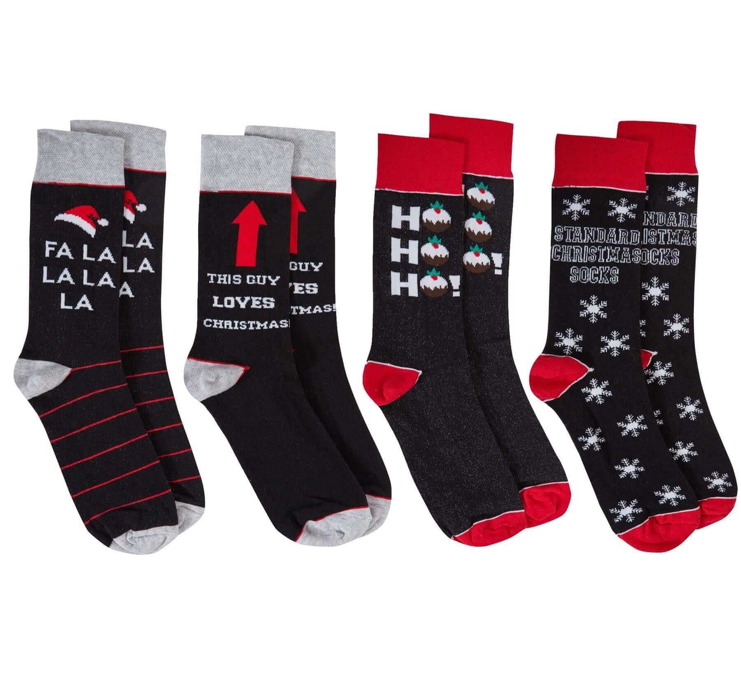 4 Pack Mens Christmas Socks Cotton Rich Fun Festive Designs Perfect Stocking Filler Holiday Gift UK 6-11 EUR 39-45 by Sock Stack