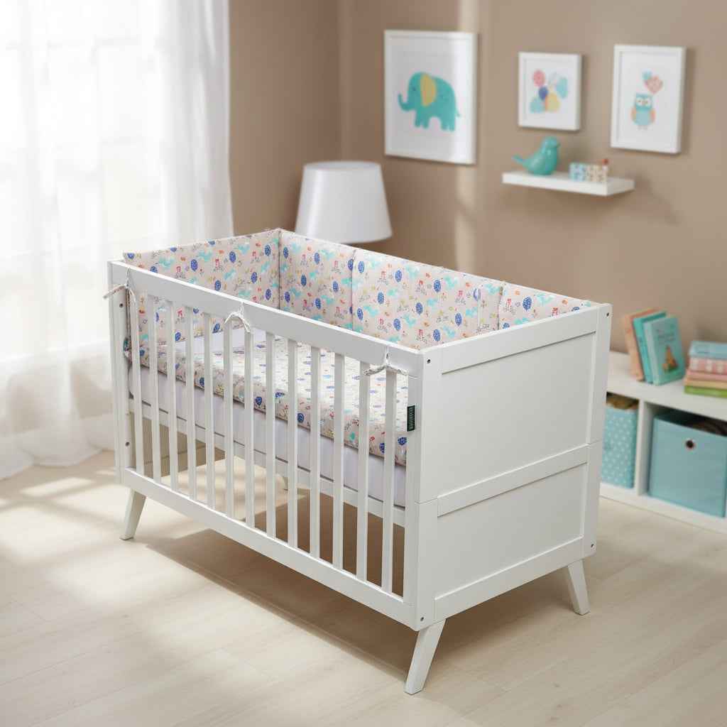 FORREST 3 Piece Reversible Cot Bed Set – Organic Cotton Baby Bedding - Woody