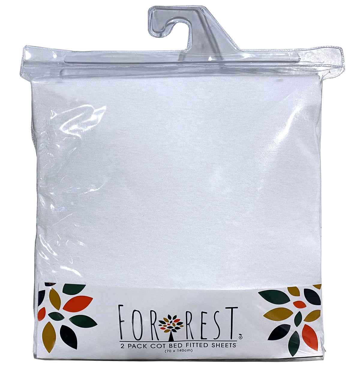 Forrest Cotton Fitted Sheets – Pack of 2, 140 x 70 cm Cot Bed Size, White