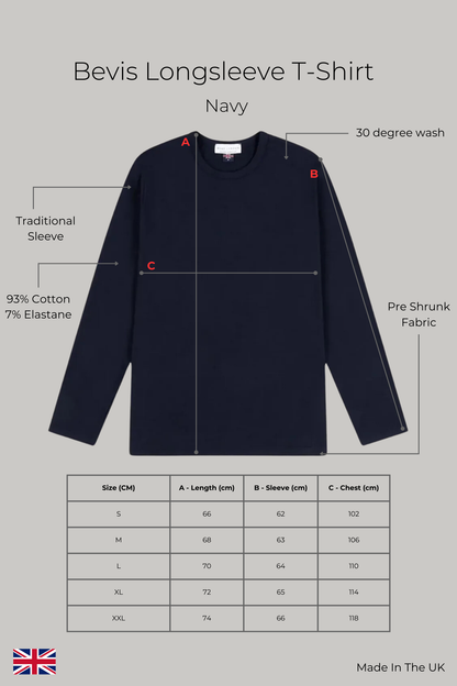 Bevis Long Sleeve Cotton t-shirt - Navy