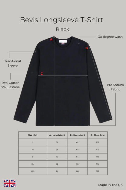 Bevis Long Sleeve Cotton t-shirt -Black
