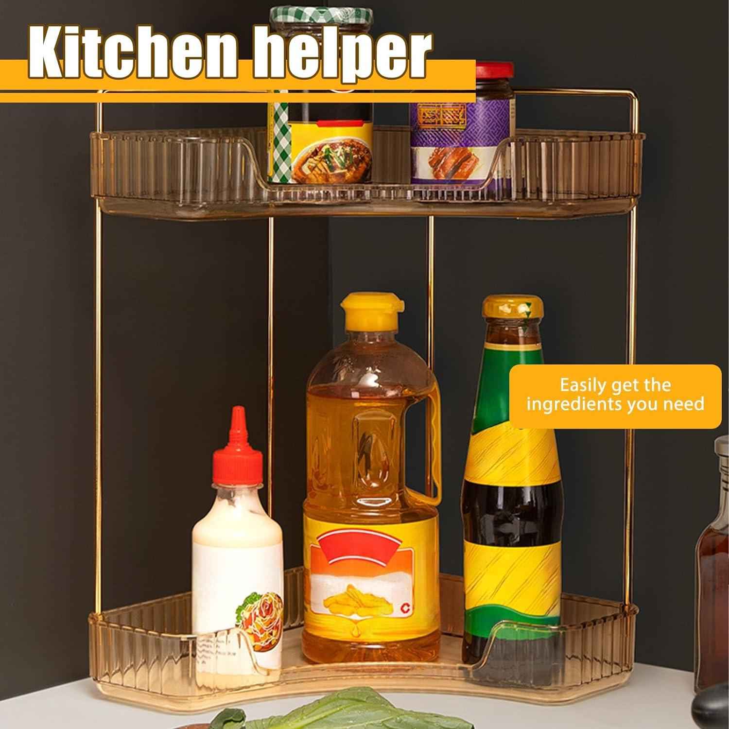 Makeup Organizer Perfume Cosmetic Storage with 2 Layers Gold